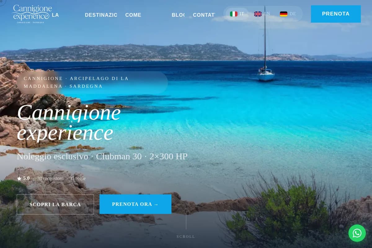 cannigione experience website preview